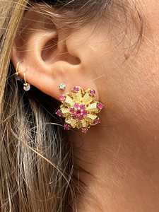Pendientes de Aro con Flores, Chapados en Oro de 14K, con Engaste de Diamantes, Joyería de Moda para Mujer, para Bodas, Uso Diario Clásico - Product Image 4