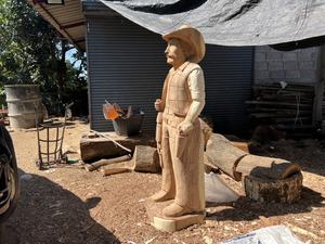 Sculpture en bois massif Indiana, sculpture de cowboy, Thaïlande - Product Image 2