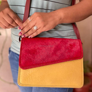 ผู้หญิงที่มีสไตล์รีไซเคิลของแท้หนังMulticolorสลิงกระเป๋าReal Handmadeพิมพ์สัตว์ขนสัตว์หนังไหล่Crossbodyกระเป๋า - Product Image 5