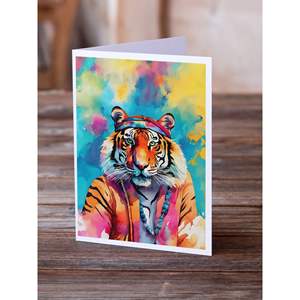 Whimsical A7 Size <b>5x7</b> NEW Hippie Animal Bengal Tiger Blank Note Cards Pack of 8 with <b>Envelopes</b> Greeting Cards - Product Image 2