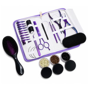 Kit de Herramientas Profesional para Extensiones de Cabello, Antideslizante y Duradero, con Micro Anillos, Aguja de Bucle, Pinzas de Remoción, Clips, Cepillo y Estuche de Almacenamiento - Product Image 1