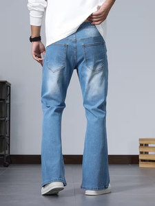 Jeans de Mezclilla Rectos para Hombre, Corte Regular, Algodón Ecológico, Transpirables, de Alta Calidad, Diseño Paisley Azul Gótico, para Verano - Product Image 2