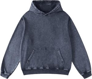 เสื้อฮู้ดดี้ผู้ชายแบบสวมหัว ผ้าฟลีซผสมโพลีเอสเตอร์และคอตตอน ย้อมสีพื้น สไตล์วินเทจ ซักแบบแอซิดวอช หนานุ่ม แห้งเร็ว ระบายอากาศได้ดี เหมาะสำหรับใส่ในฤดูหนาว สไตล์สตรีท - Product Image 6