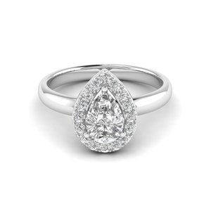 Bague Solitaire en Or Blanc Sertie de Diamants de Laboratoire VS1 de 1,024 Carats, Couleur G, Coupe Poire, Monture Pavé, Idéale pour les Fêtes - IGI - Product Image 1