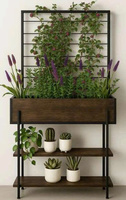 Nouveau design très vendu : Jardinière moderne à 3 niveaux en acier pour la maison et l'extérieur, balcon, véranda, jardin, pelouse, mobilier de jardin BeNK PM29
