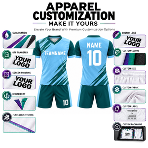 Ensemble de maillots de football personnalisés de qualité supérieure, col en V, manches courtes, 100% polyester, impression sublimée, évacuation de l'humidité, pour hommes adultes - Product Image 5