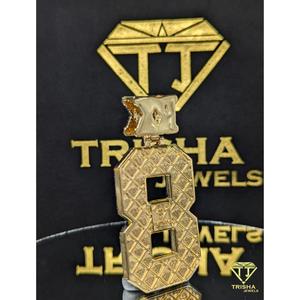 Colgante con Número Personalizado RX 8, Totalmente Cubierto con Moissanita VVS, Plata de Ley 925, Joyería Hip Hop de Trisha Jewels - Product Image 6