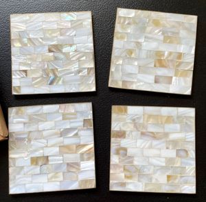 High Quality Set of 4 Mother of Pearl <b>Coasters</b> Mosaic <b>Table</b> <b>coaster</b> for Tableware Collection Wholesale From Manufacture Vietnam - Product Image 1