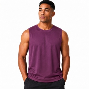 Débardeur sans manches pour homme, col rond, couleur unie, respirant, tricoté, 100 % polyester, style décontracté urbain - Product Image 1