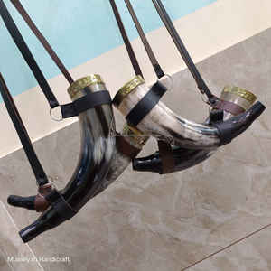 Cuerno que sopla de buey de alta calidad 100%, venta al por mayor y superventas con anillo de latón, cuerno que sopla con correa de cuero a bajo precio - Product Image 4