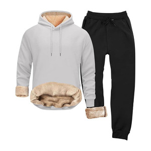 Ensemble de survêtement pour homme en molleton de coton épais, sweat-shirt à capuche décontracté et pantalon de jogging - Product Image 6