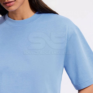 T-shirt décontracté ample en coton tricoté pour femme, écologique, séchage rapide, manches courtes, couleur personnalisable, vente en gros à bas prix - Product Image 4