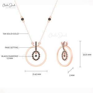 Collar de Eternidad con Patrón de Círculos de Diamantes Negros en Oro Sólido de 14K, Collar de Diamantes de Corte Redondo de 2 mm, Ofertas Exclusivas al por Mayor - Product Image 5