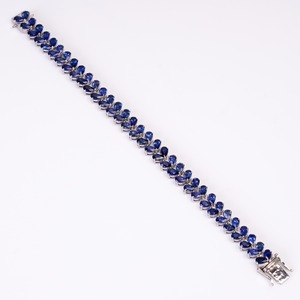 New Trendy 2026 Ab Grown Blue Sapphire Gemstone Heart Cut 925 Sterling Silver Plated <b>Bracelets</b> For Women And Girls Wear - Product Image 2