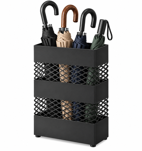 Moderno Soporte para Paraguas de Metal Negro, Diseño de Malla, Estante de Almacenamiento Interior para Hogar y Oficina - Product Image 3