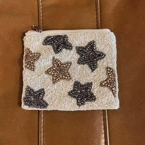 White <b>Seed</b> Beaded Coin Money Purse Makeup Bag handmade accessory colorful beaded pouch - Product Image 1