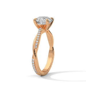 Anillo de compromiso con diamante cultivado en laboratorio, diseño retorcido y pavé, en oro amarillo – Anillo de diamante solitario para novia, para mujer - Product Image 6