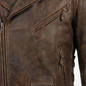 Chaqueta de cuero para hombre NAI-0504A, estilo clásico de motociclista, ropa exterior protectora para montar en moto, color personalizable. - Product Image 5