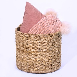 Seagrass <b>basket</b> with woven rattan trim Handmade <b>Storage</b> <b>Basket</b> Wholesale eco-friendly Made in Vietnam - Product Image 2