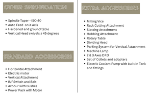 Fraiseuse universelle hydraulique à alimentation unique et entièrement engrenée (Marque SuperTech / Modèle STH-2) - Product Image 3