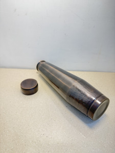 Premium Antique Oxidized Pure Copper Water Bottle 1000ml Faceted Polygon Design Flask Dual Texture Hammered Metal <b>Drinkware</b> - Product Image 2
