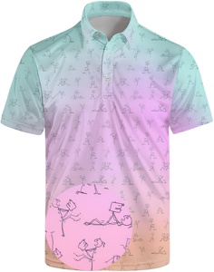 Polo pour homme à imprimé dessin animé, manches courtes, décontracté, respirant, en polyester tricoté, coupe classique - Product Image 1