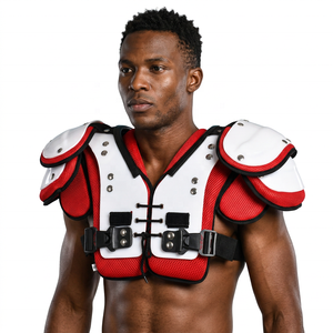 Red White Breathable Football Shoulder Pads Adjustable Buckle Strap Vest Adult Unisex <b>Mesh</b> Football Chest Protector - Product Image 3