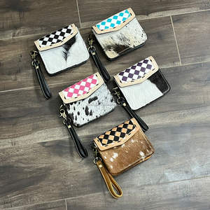 Monedero de Cuero Genuino Hecho a Mano con Diseño a Cuadros 2026 para Mujer, Tarjetero y Bolsa para Dinero con Correa de Muñeca - Product Image 5