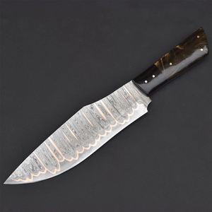 Couteau de cuisine de luxe en cuivre à motif Damas, style chef, avec construction à lame pleine, pour équipement de camping - Product Image 1