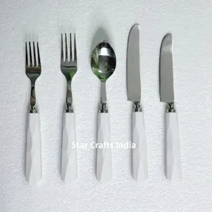 2026 Exclusive Sale Stainless Steel & Resin Vintage Designer Handle 2 Spoon 1 Knife 2 Fork Cutlery Set for Home & Hotel Use - Product Image 4