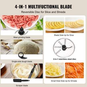 Procesador de alimentos eléctrico profesional de 7 tazas, 350 vatios, fácil montaje, hoja de acero inoxidable negra limpia para cortar y rebanar - Product Image 5