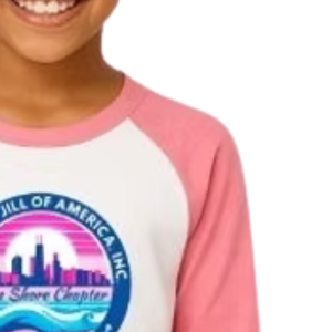 Girl's White and Light Pink Baseball Shirt Casual Three Quarter Sleeve <b>Raglan</b> Tee Everyday Comfortable Lifestyle Clothing <b>Top</b> - Product Image 3