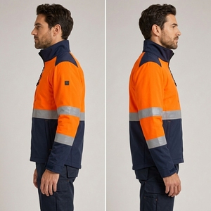 Unisex High Quality <b>Canvas</b> Safety <b>Jacket</b> Stand Collar Hi Visibility Safety <b>Jacket</b> for Workwear Safety <b>Jacket</b> Wholesale Cheap - Product Image 5