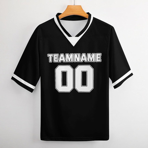 Maillot de football personnalisé pour homme, coupe ample, style streetwear, sportswear, sublimation, imprimé bleu et noir, maillot de football américain en mesh, t-shirt - Product Image 4