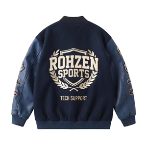 เสื้อแจ็คเก็ตบอมเบอร์ Racing Letterman ปักลายวินเทจ มอเตอร์สปอร์ต สตรีทแวร์ เบสบอล ผ้าฝ้าย 100% แห้งเร็ว ระบายอากาศดี รับผลิตแบบ OEM ODM - Product Image 2