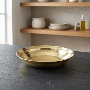 Plat de service en laiton poli fait main, style Parat, traditionnel indien, pour pétrissage (Thaal Pital), grand plateau de service de luxe pour mariage et cuisine - Product Image 5