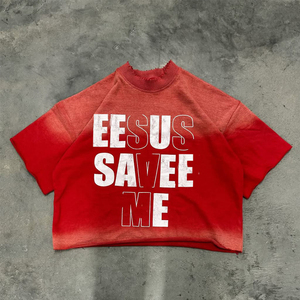 T-shirt homme coupe ample délavée effet soleil, 100% coton éponge, impression graphique personnalisée DTF, haute qualité - Product Image 3