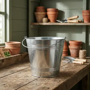 Heavy Duty <b>Galvanised</b> Steel Metal <b>Bucket</b> with Handle Multipurpose Utility Pail for Home Garden Bathroom Kitchen Storage Cleaning - Product Image 3