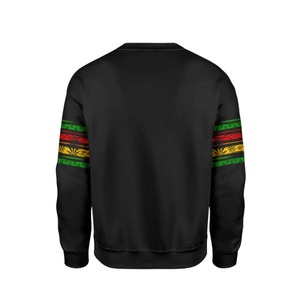 Sweat-shirt à col rond noir pour homme, imprimé rayures Rasta, pull décontracté, coupe classique, tricot en coton, vêtement d'automne - Product Image 3