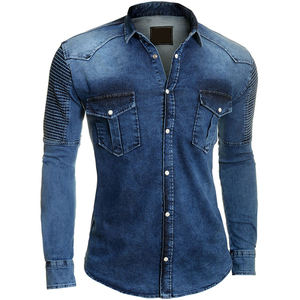 Chemise en jean oversize pour homme avec poche poitrine, 100 % coton, infroissable, séchage rapide, respirante, style décontracté streetwear, boutonnée, haute qualité - Product Image 4