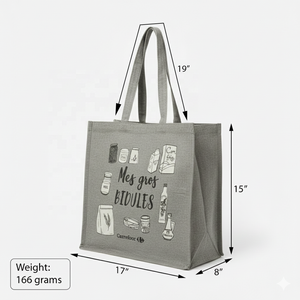 Eco Friendly Recyclable Biodegradable Cotton <b>Canvas</b> Shopping Bag 17x15x8 Inch Reusable Laminated Grocery Tote Strong Handles LMC - Product Image 3