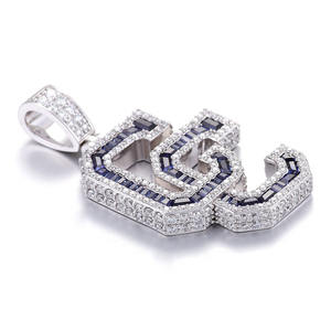 Colgante con Letra USC, Chapado en Rodio, con Circonita, Joyería Hiphop, Accesorio de Moda Unisex - Product Image 1