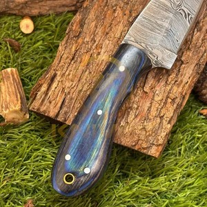 Couteau de chasse artisanal en acier Damas, lame fixe, pour le camping en plein air, la survie, la tactique, manche en bois, personnalisable - Product Image 2
