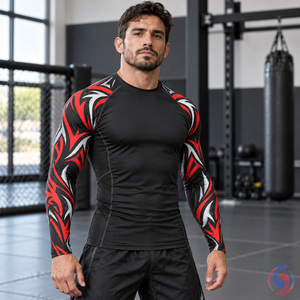 Rashguard personnalisé Onyx Tribal Force BJJ MMA pour hommes, manches longues, compression, sublimation, vêtements de combat, fabricant OEM - Product Image 1