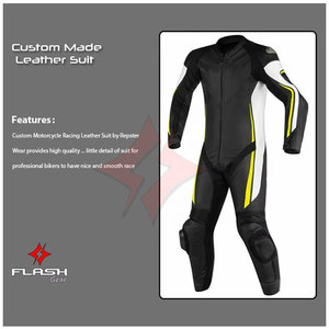 Combinaison de course en cuir pour moto personnalisée, noire et blanche, combinaison de moto en cuir pour pilote rapide avec design personnalisé - Product Image 4
