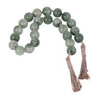 Guirlande de perles rondes vertes tendance, style marbré, perles lisses avec pompon, élément décoratif élégant pour la maison