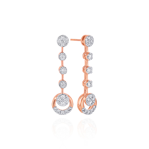 Luxury Rose Gold and Silver Long Drop <b>Earrings</b> with Sparkling Lab Grown Floral Circles and Elegant <b>Dangle</b> Design for Women - Product Image 2