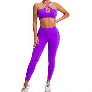 Conjunto de Leggings Rosa de Cintura Alta, Ropa de Yoga de Longitud Completa, Transpirable, Conjunto Deportivo de Dos Piezas - Product Image 6