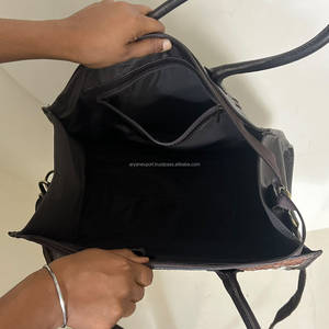 Super September Genuine Leather <b>Tote</b> Bag Hand Tooled Cowhide Pattern Embroidery All Season Women's Shoulder Bag for Daily Use - Product Image 5