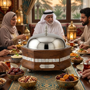 Juego de Ollas de Acero Inoxidable con Aislamiento de Madera Duradera de Primera Calidad, Incrustaciones de Madreperla, Ecológico, de Lujo, para Catering de Ramadán - Product Image 5